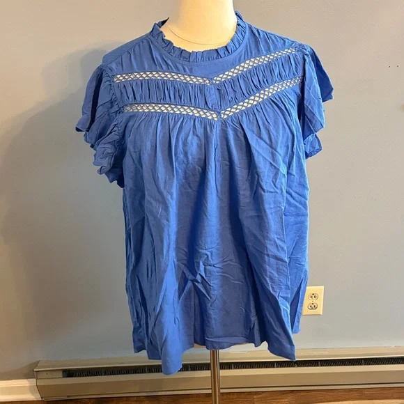 Lane Bryant size 26 Blue Ruffle Sleeve Blouse - Picture 1 of 6